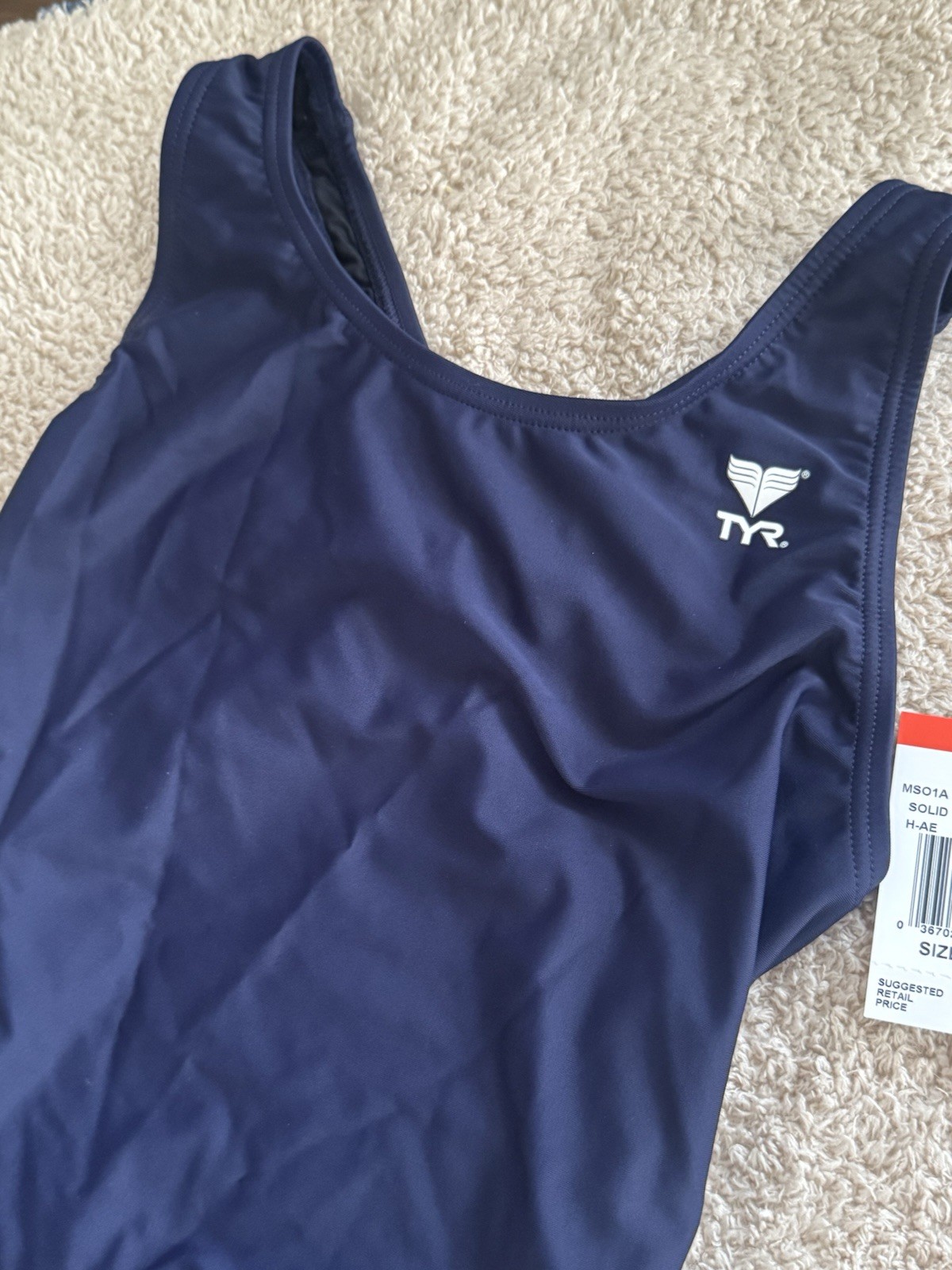 TYR Navy Competitive One Piece Maxback Swimsuit Size 34 Polyester/Spandex