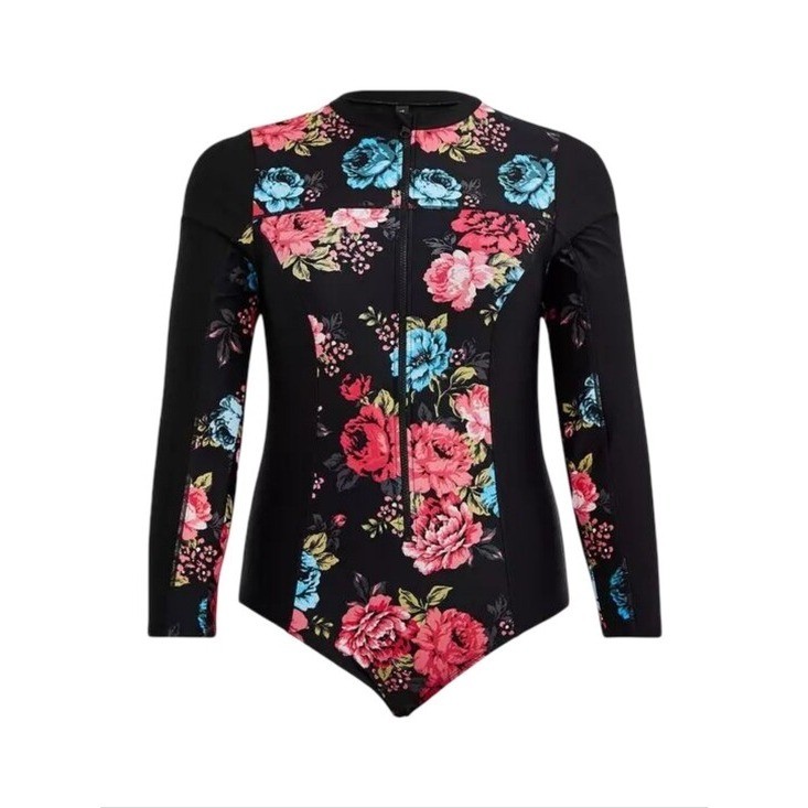 Torrid Active Wireless Long Sleeve Rashguard One Piece Swimsuit Plus Size 2 2X