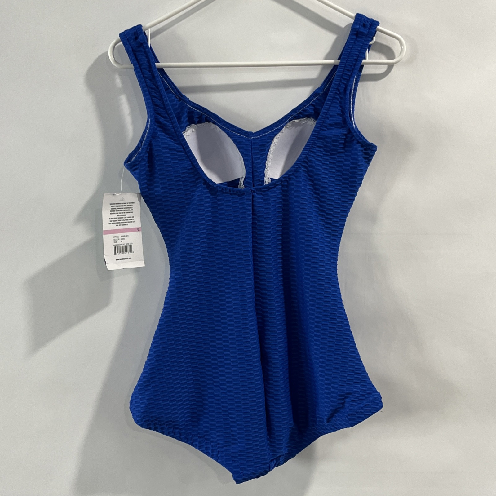 Maxine of Hollywood Spa Suit Women’s Size 6 Cobalt Blue Shirred front one Piece