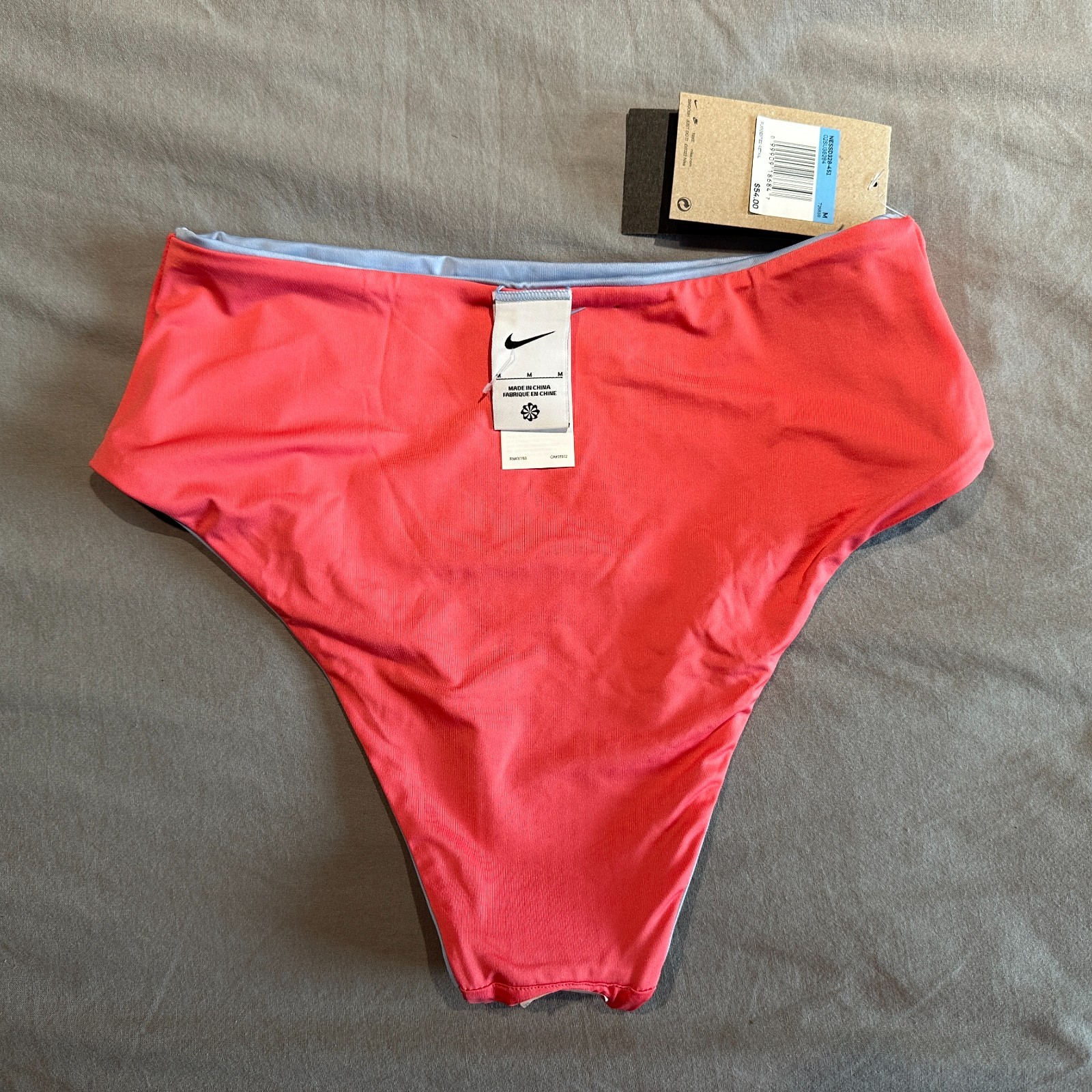 Nike High Waisted Reversible Bikini Swim Bottoms Blue Pink Womens Medium