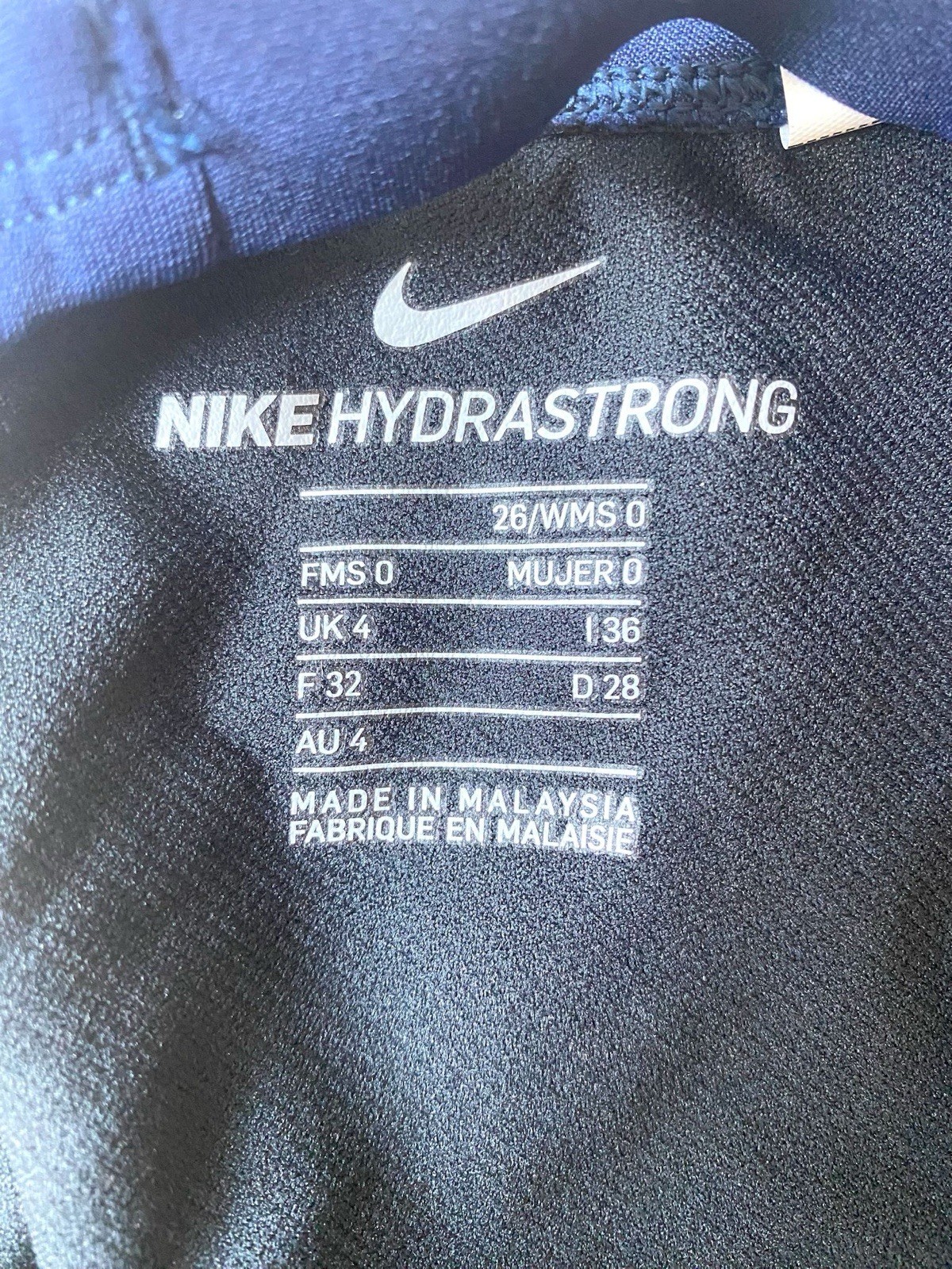 Nike Swim Women’s Hydrastrong Fastback One Piece Midnight Navy Size 26 (US0-2)