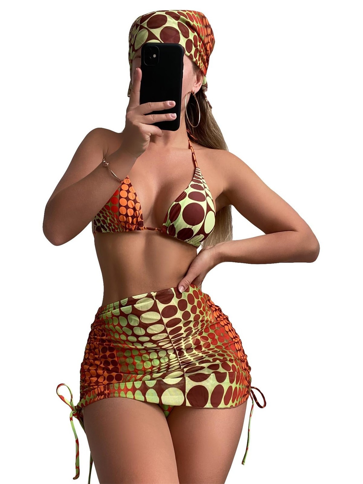COZYEASE Women’s 4 Piece Swimsuits Sexy Bikini Sets Triangle Bathing Suit Large