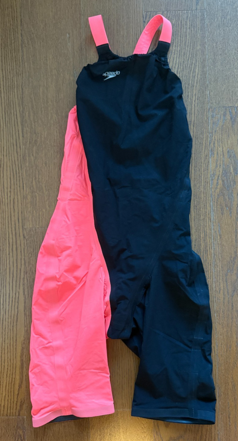Speedo LZR Racer Elite 2 Kneeskin Sz 27L Womens Closed Back Swim Pink/Black