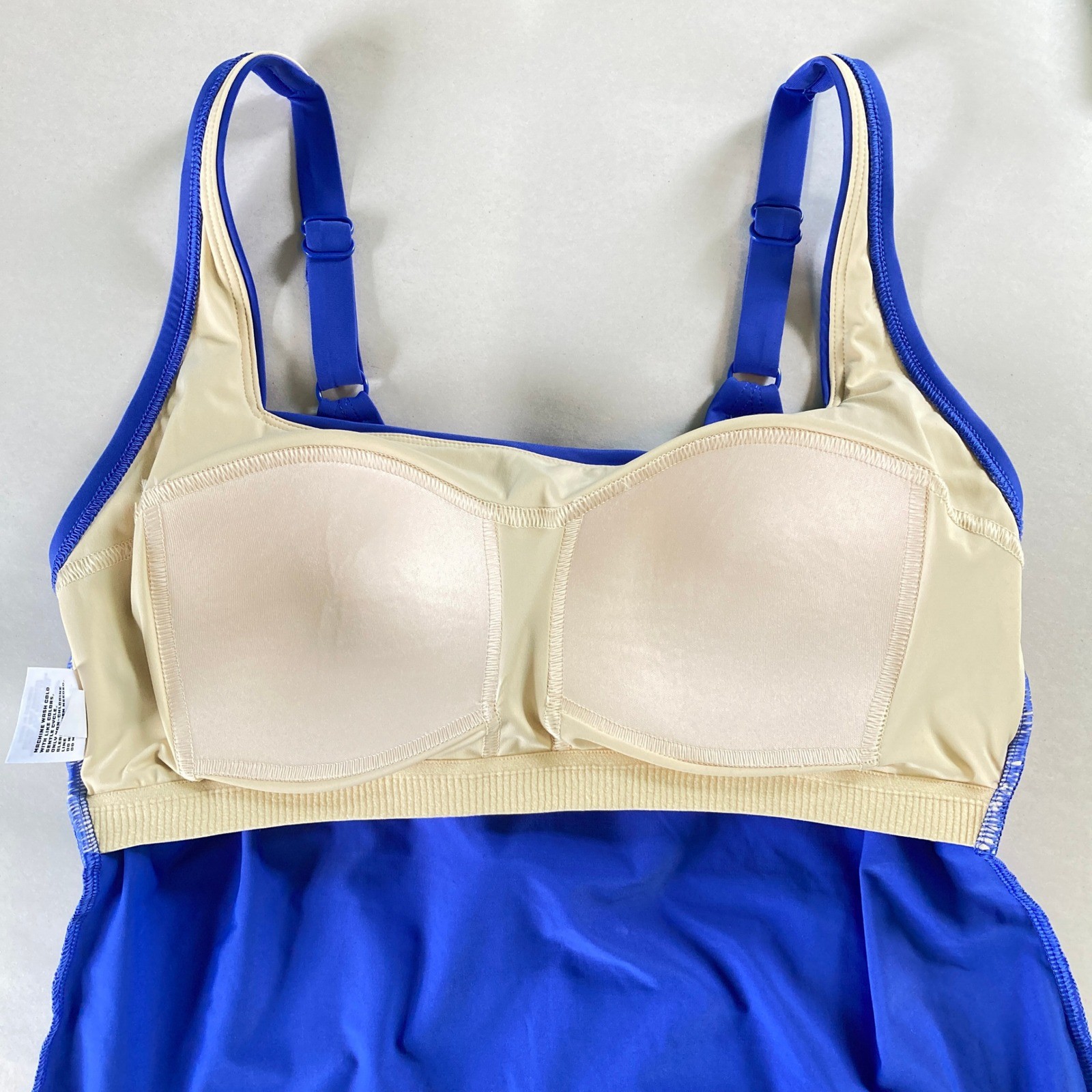 Duluth Trading AKHG Lost Lake Built-In Bra Tankini Blue UPF 50 Adjustable Size 4