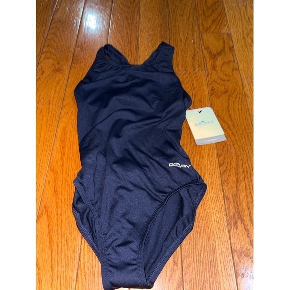 Dolfin Navy Blue One Piece Racerback Competitive Training Swimsuit 7482S Size 30