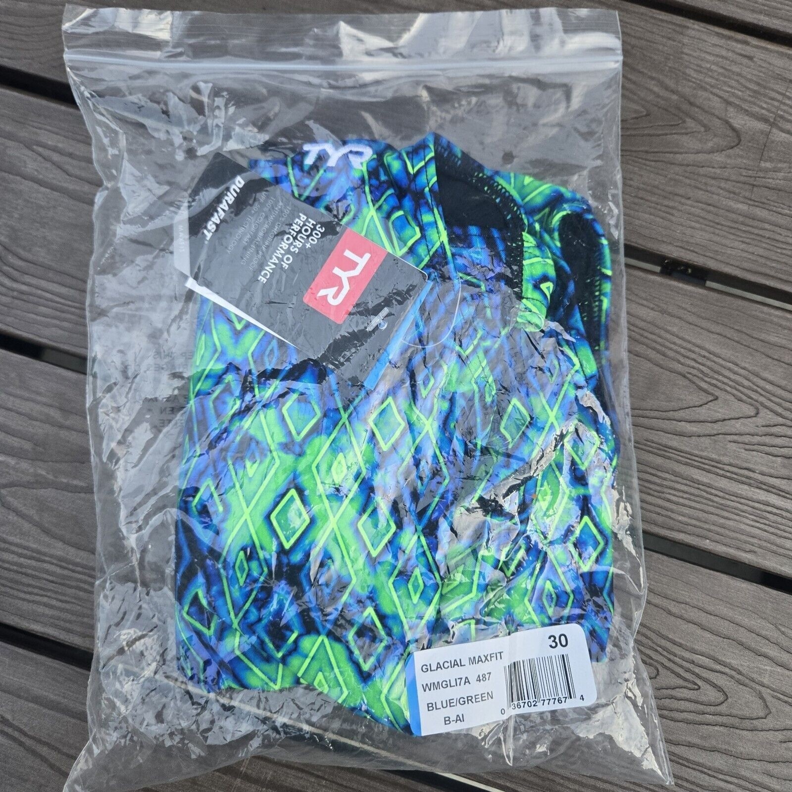 TYR Durafast Elite Women’s Lambent Diomondfit Blue/green 1 Pc Swim Sz 30 New