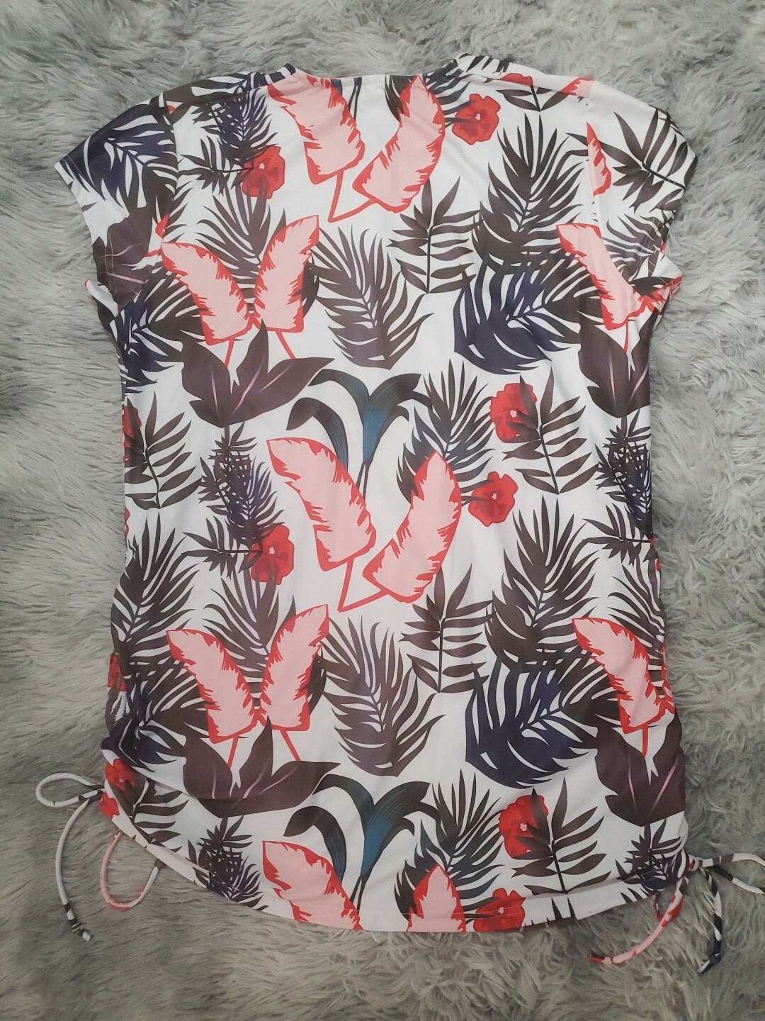 Unbranded Women’s UPF 50+ Swim Shirt Drawstring Ruched Tunic Size XL Tropical