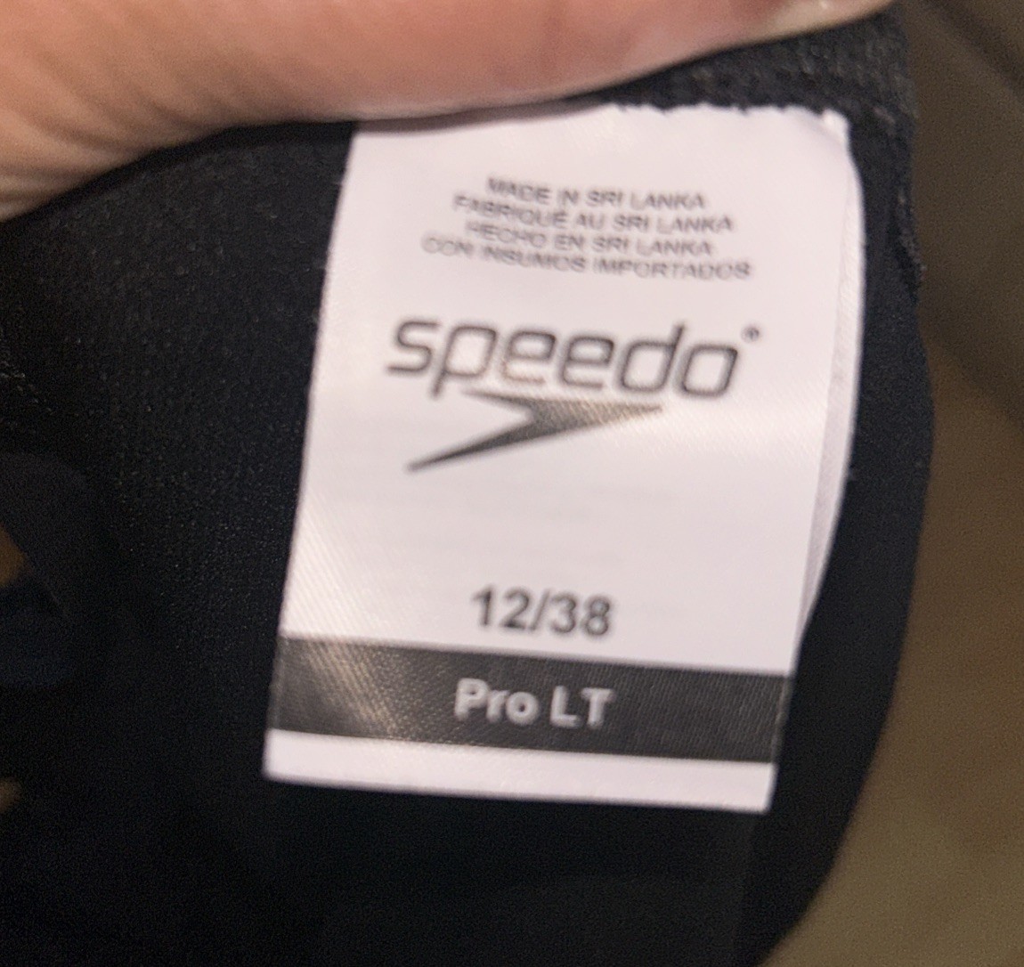 Speedo Pro LT One Piece Swimsuit Black Athletic Racerback Size 12/38