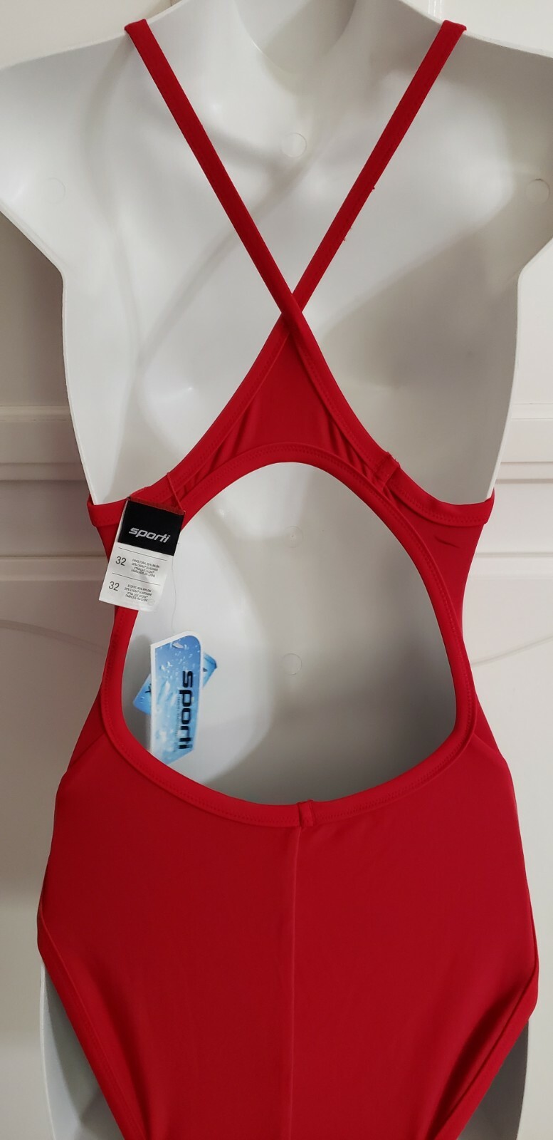 Women’s Sporti Lifeguard Swimsuit One Piece Thin Strap Red Navy Guard+
