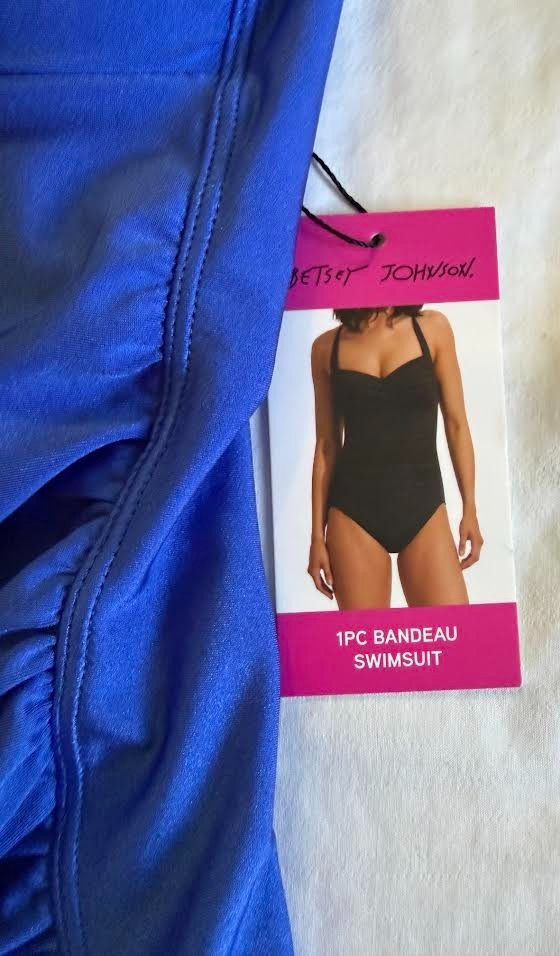Betsey Johnson blue Bandeau Swimsuit bathing suit 1PC swim S small NWT NEW