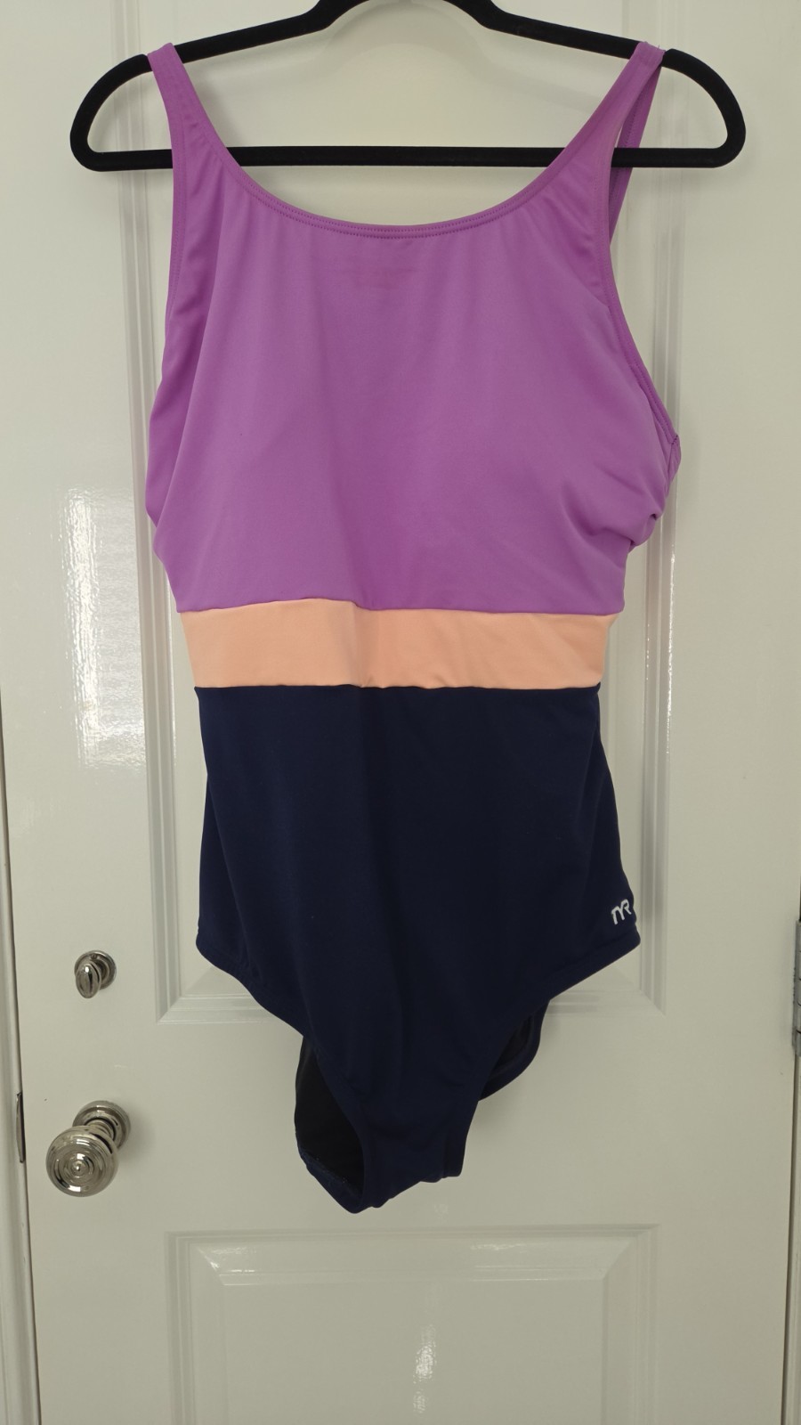 Size 16 Women’s TYR One-Piece Bathing Suit: Purple/Peach/Navy swimsuit