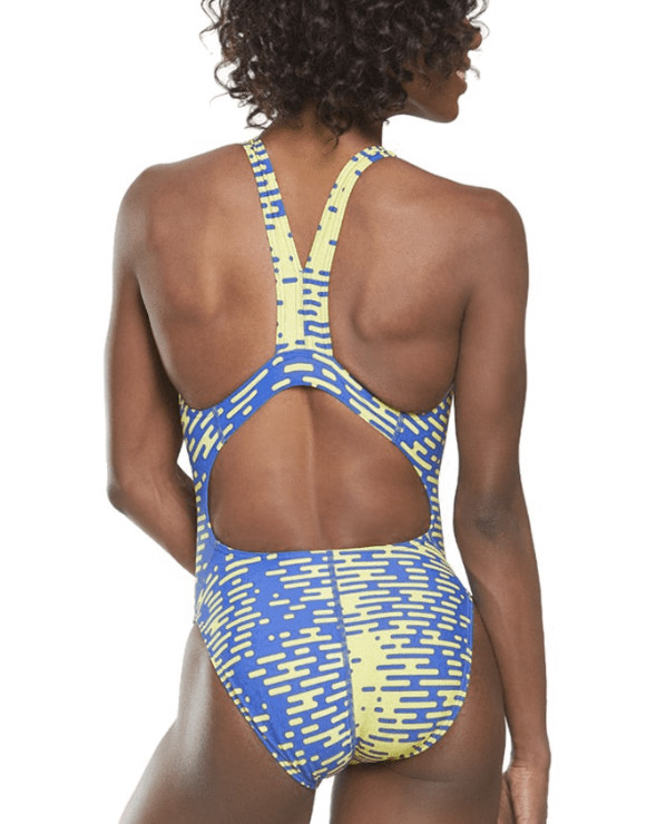 Speedo Women’s Modern Matrix Super Pro Swimsuit sz 22 Sapphire Blue/Gold