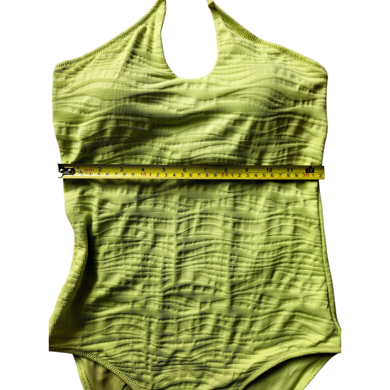Aerie Real Good Lime Textured Halter One Piece Swimsuit M NWT
