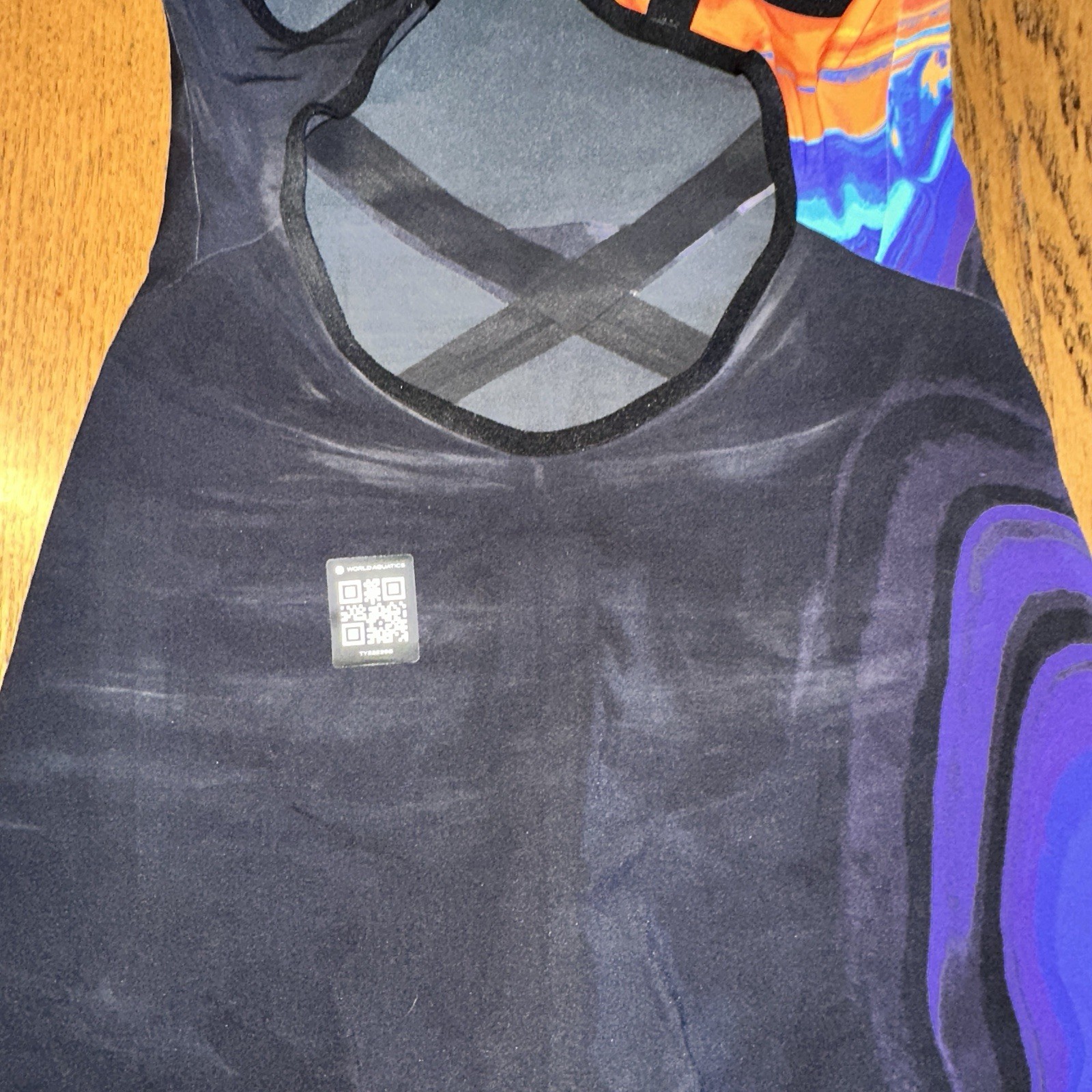 TYR Women’s Venzo Volconyx Open Back Tech Suit Size 28 NWT Orange Blue Black