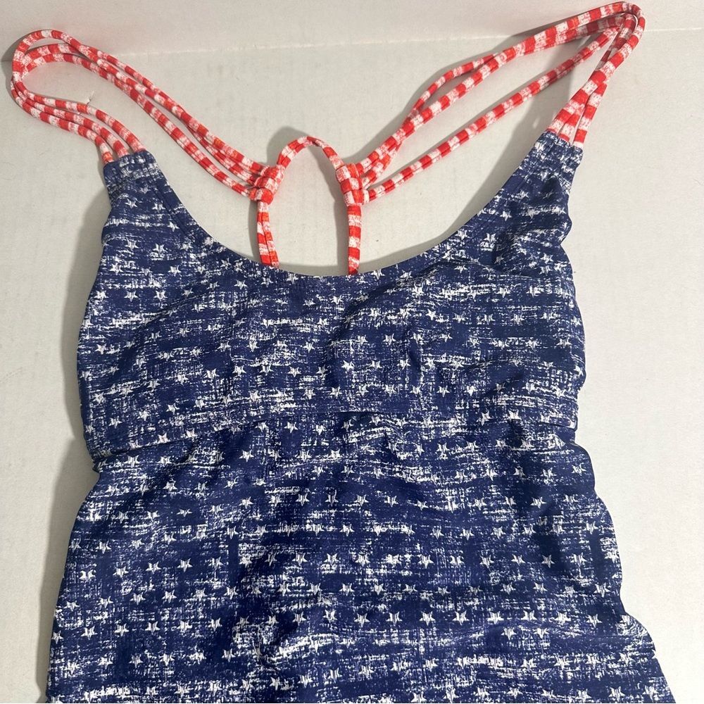 Mossimo Womens Swimsuit One Piece Red White Blue Patriotic Stars Stripes Size M