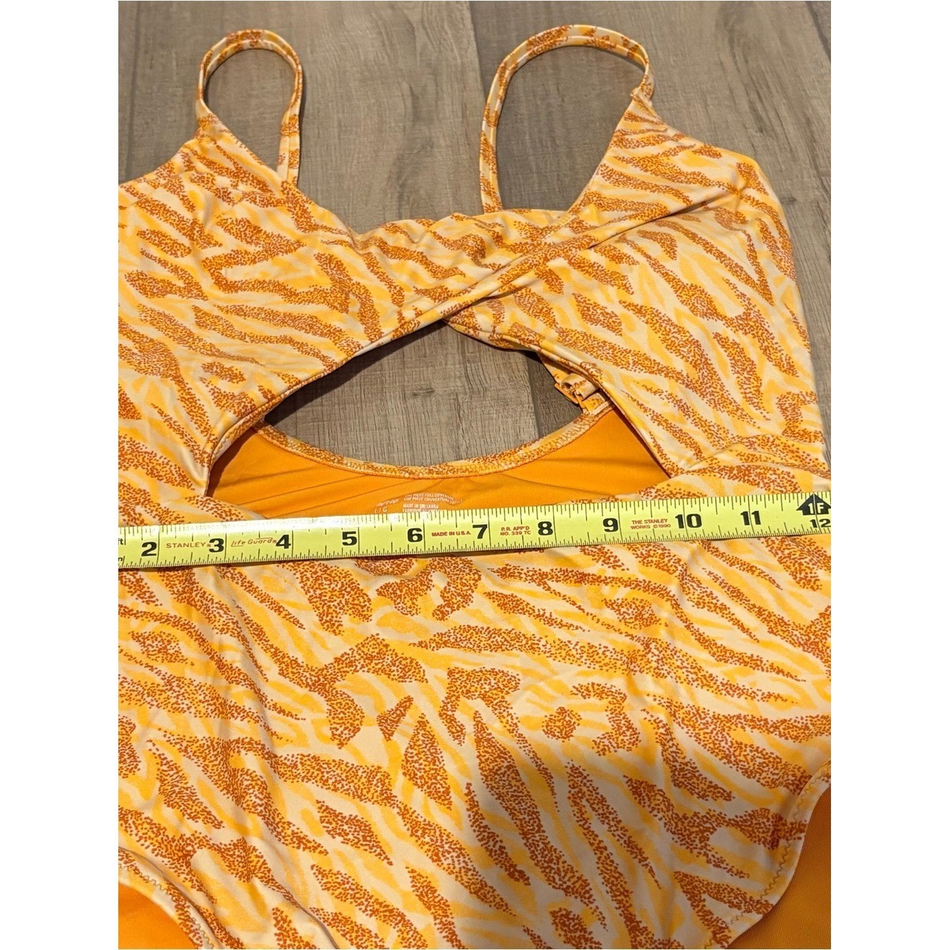 Aerie tiger cheetah print cutout one piece swimsuit orange size large