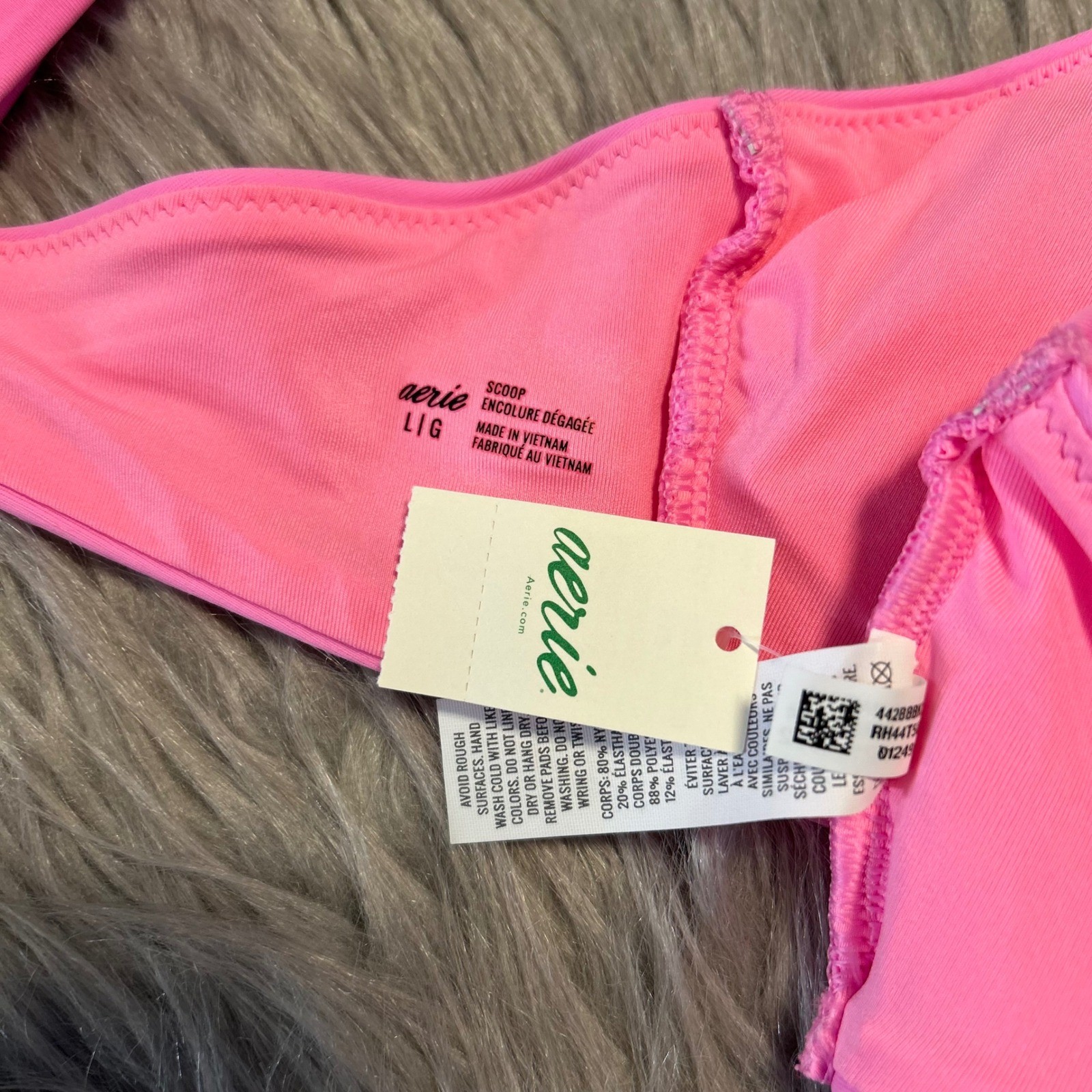 Aerie Bikini Top Womens Size Large Pink Swimsuit Swimwear Wireless