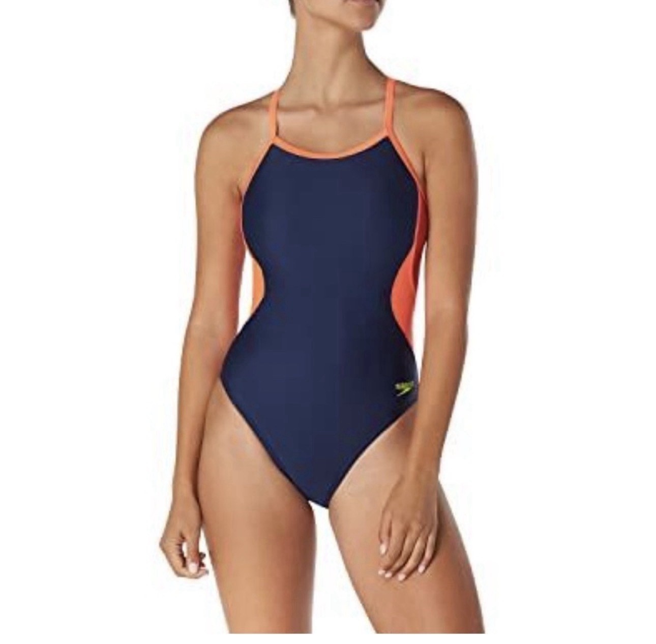 Speedo Women’s Competitive One Piece Swimsuit Team Navy Red Lycra Size 10/36