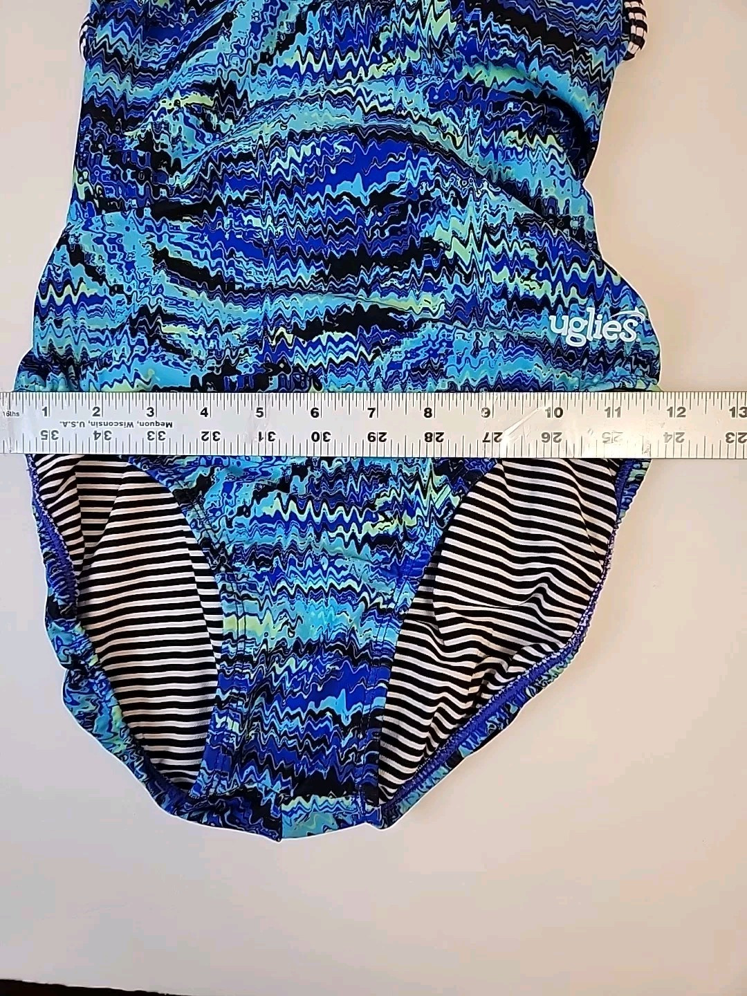 Dolfin Uglies Womens Racerback Swimsuit Size 36 Blue Multicolor One Piece Swim