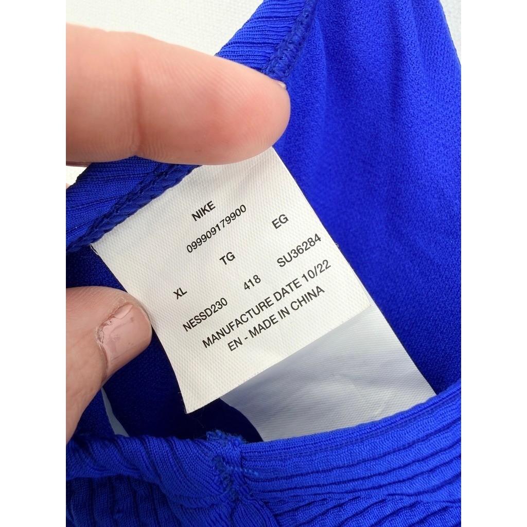 Nike Ribbed Cross Back One Piece Swimsuit Blue XL NWOT