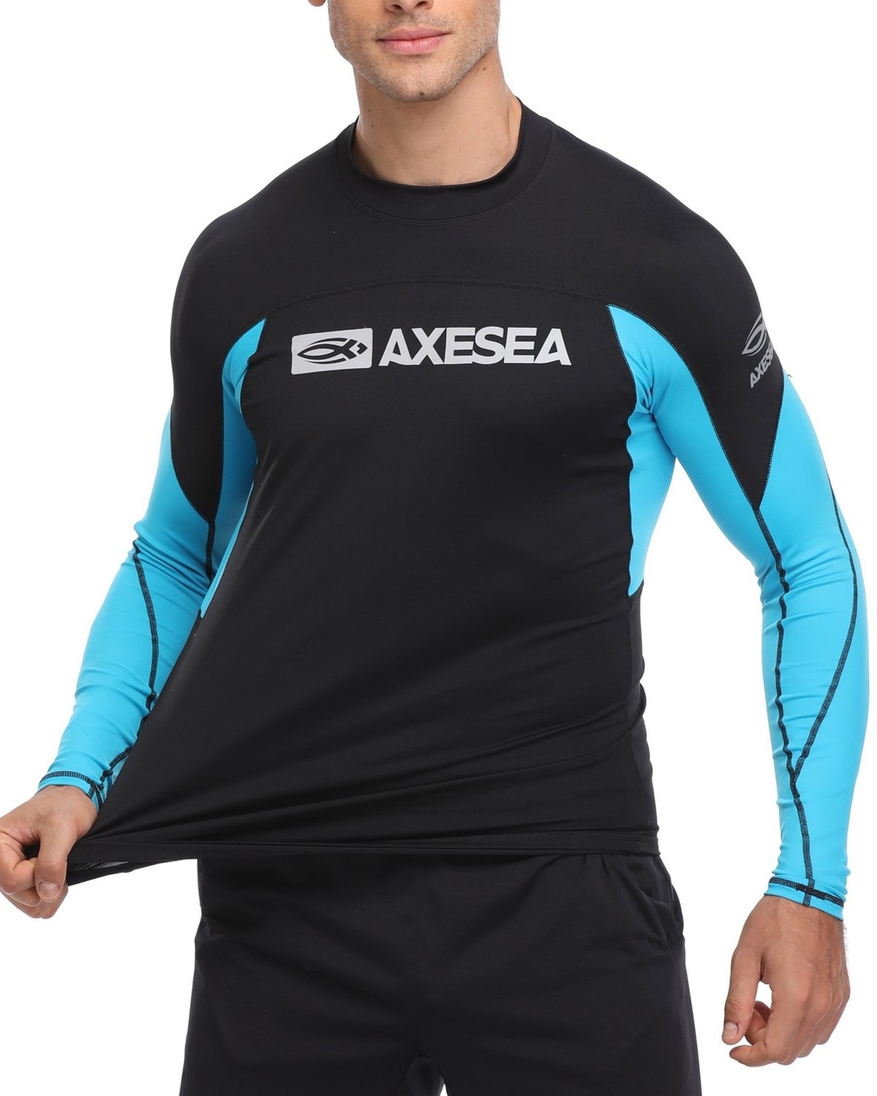 AXESEA Men Long Sleeve Rash Guard Quick-Dry UPF 50+ Lightweight Swimsuit Swim…