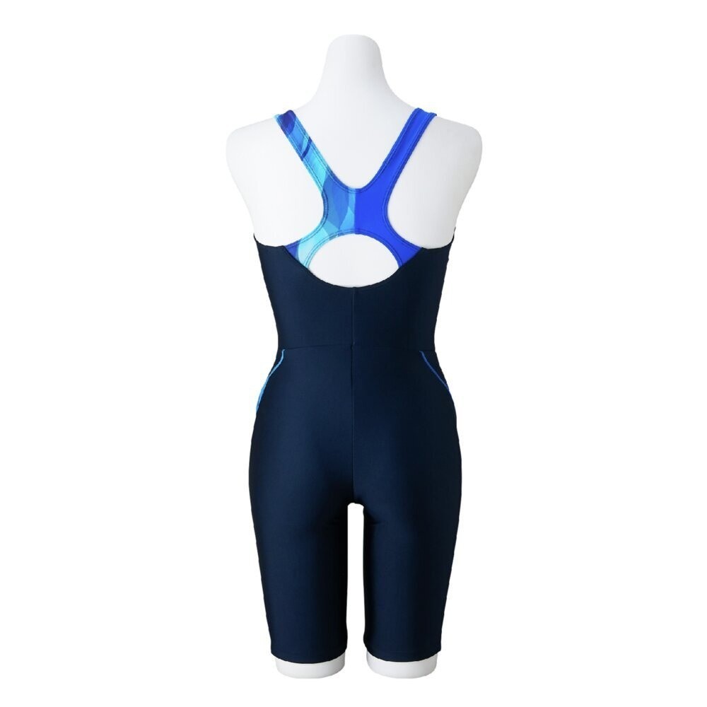 Mizuno Women’s Swim Fitness All-in-One Swimsuit Back Strap Color Cocktail NV/BL