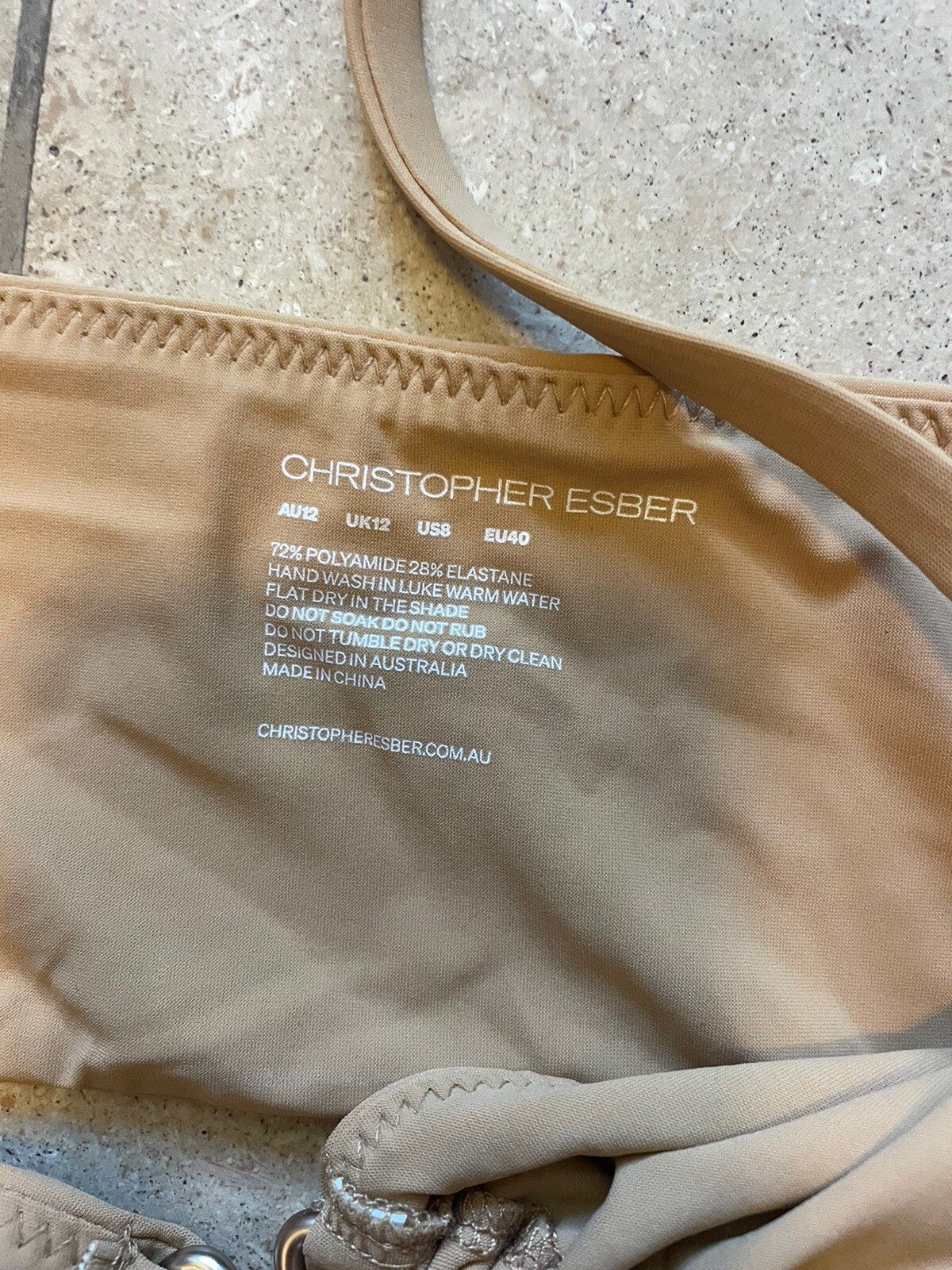 NWOT CHRISTOPHER ESBER Ruched Prong Bandeau Bikini Top + Bikini Brief US8 $343