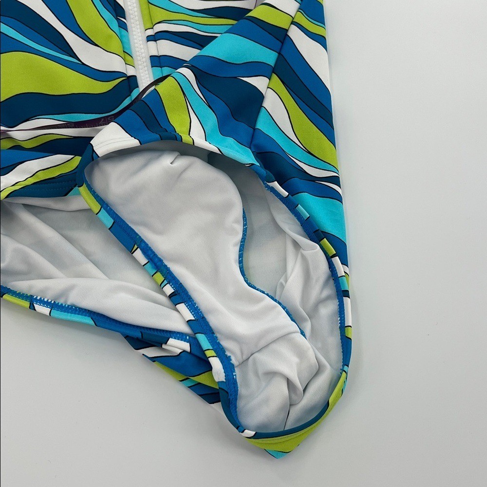 MICHAEL KORS SURF LONG SLEEVE 1PC PADDLE SWIMSUIT RASH GUARD CYAN BLUE 6