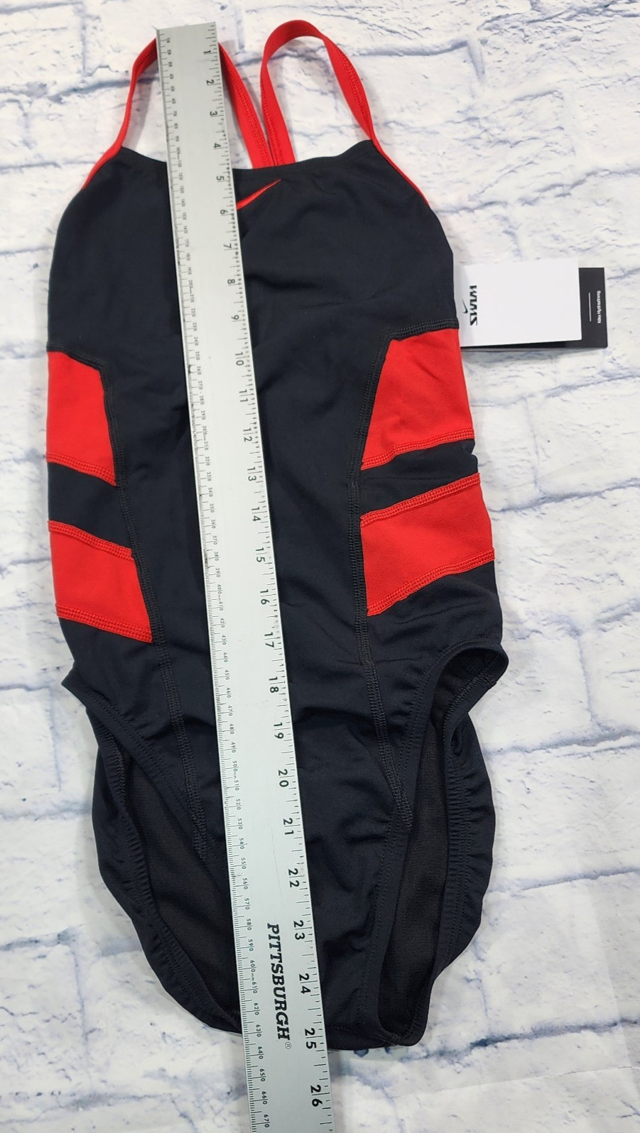 Nike Swimsuit WOMENS SIZE 30 Vex Racerback One Piece Colorblock Black Red Swim