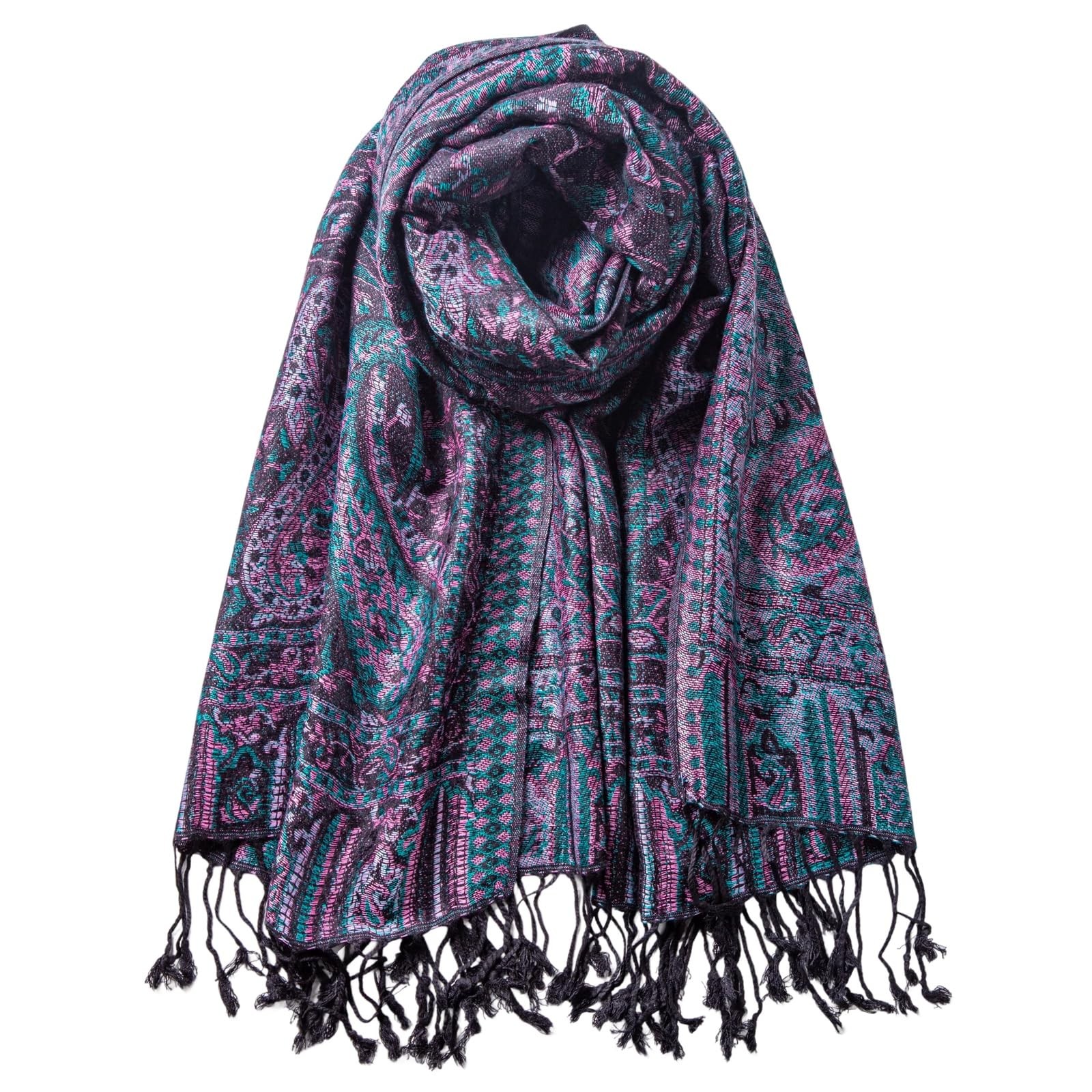 AUSEKALY Pashmina Feel Shawls Wraps for Women Rave Scarf Soft Silky Reversible M