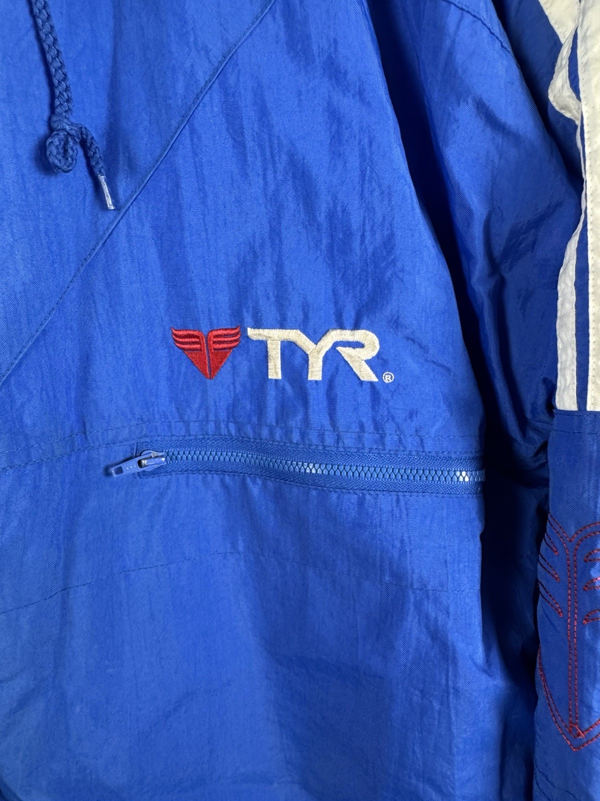 TYR XL Mens/unisex Swim Jacket Coat Blue nylon quilted rn 77370 windbreaker