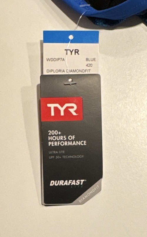 TYR Durafast Competition One-Piece Swimsuit Blue/Black Diamondfit Size 30