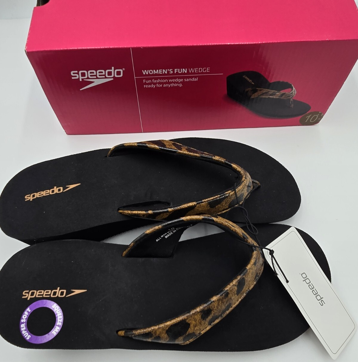 Speedo Womens Fun Wedge Brown 10 Sporty Sandals (NEW)