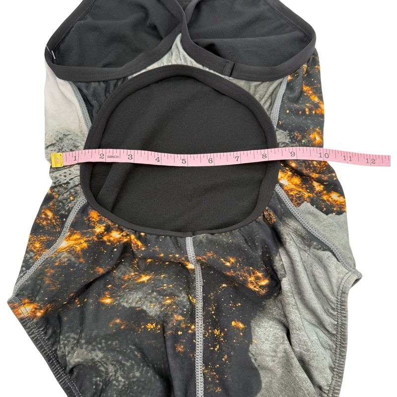 TYR NEW M Size 32 Diamondfit One Piece Swimsuit Black Grey Galaxy Print Training