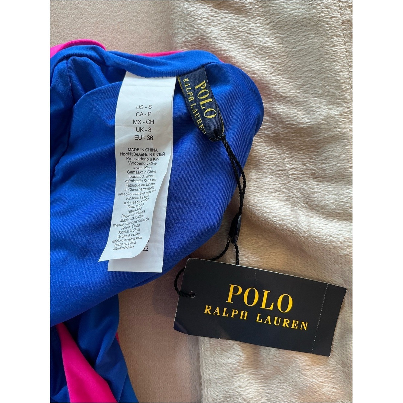 NWT Polo Ralph Lauren Magenta to Blue Gradient One-Piece Rainbow Stripe