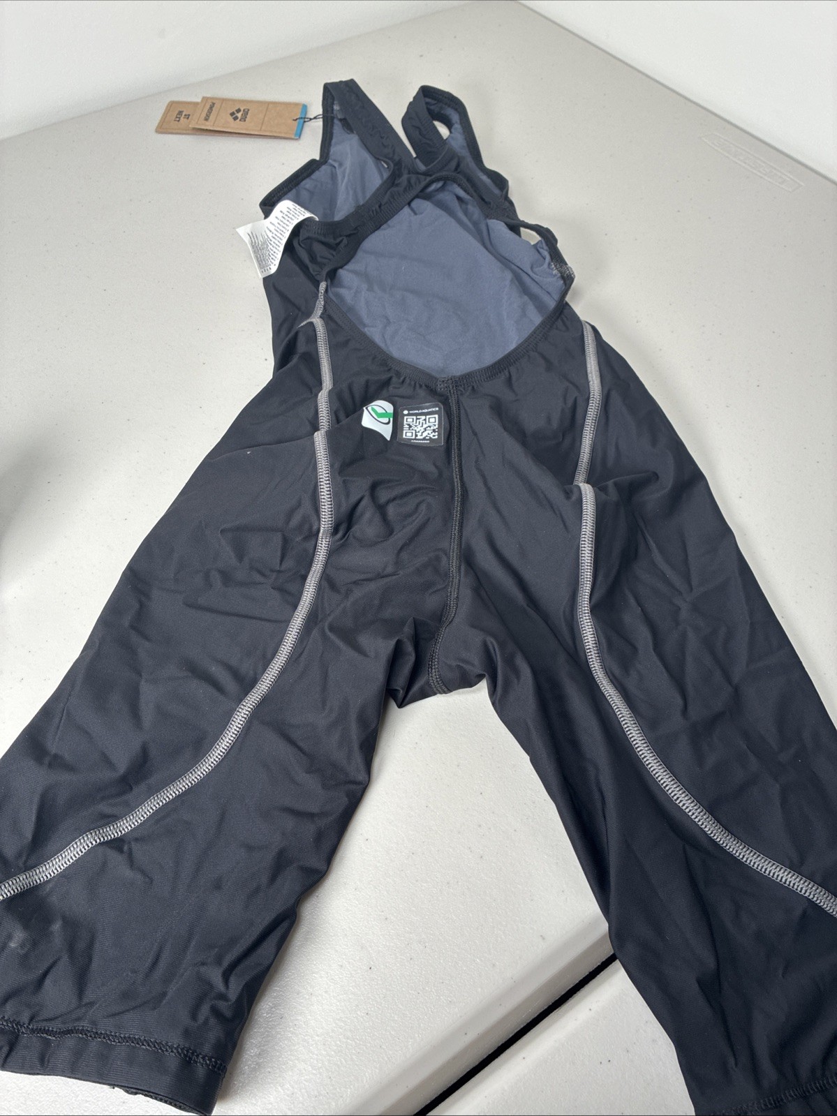 Arena Powerskin ST Next Girls Kneeskin Tech Suit Open Back Black Size 34 NWT