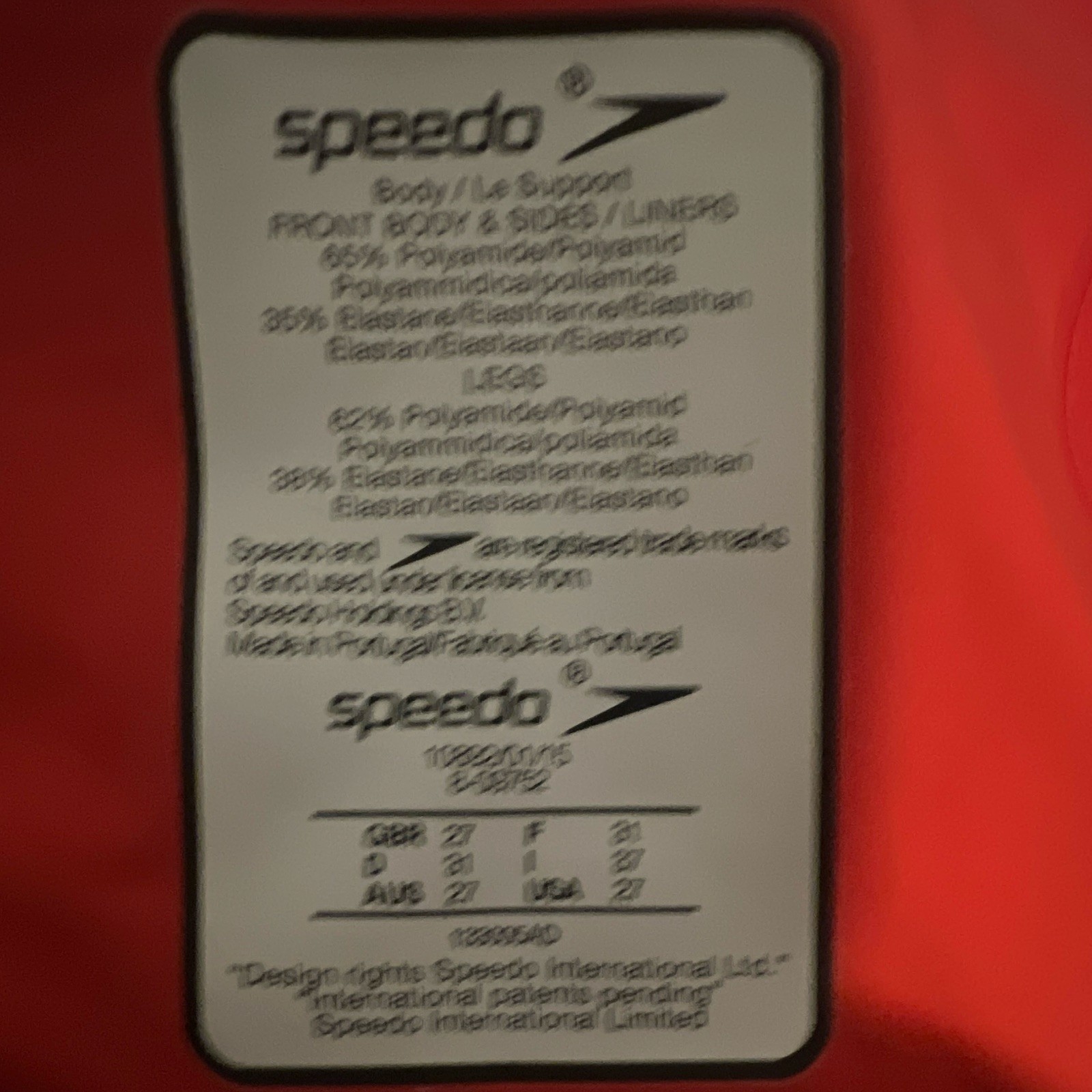 Speedo Fastskin LZR closed back Kneeskin Tech suit Size 27 Red