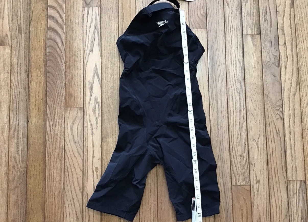 New Speedo Size 24 LZR Racer Pro 2.0 Open Back Kneeskin Swimsuit Black (C27-18)