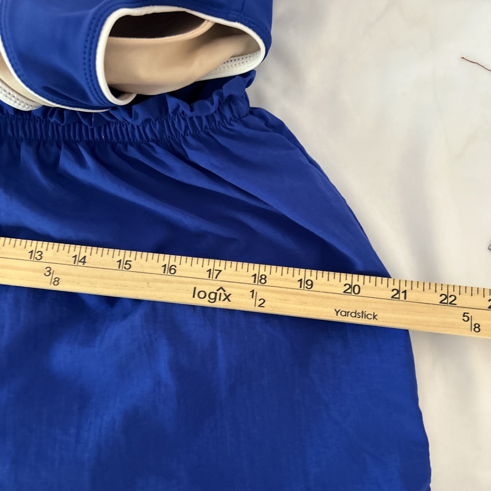 VTG Swim 365 Blue/ White Stripped Hem Spandex One Piece Swim Romper/ Size-14W