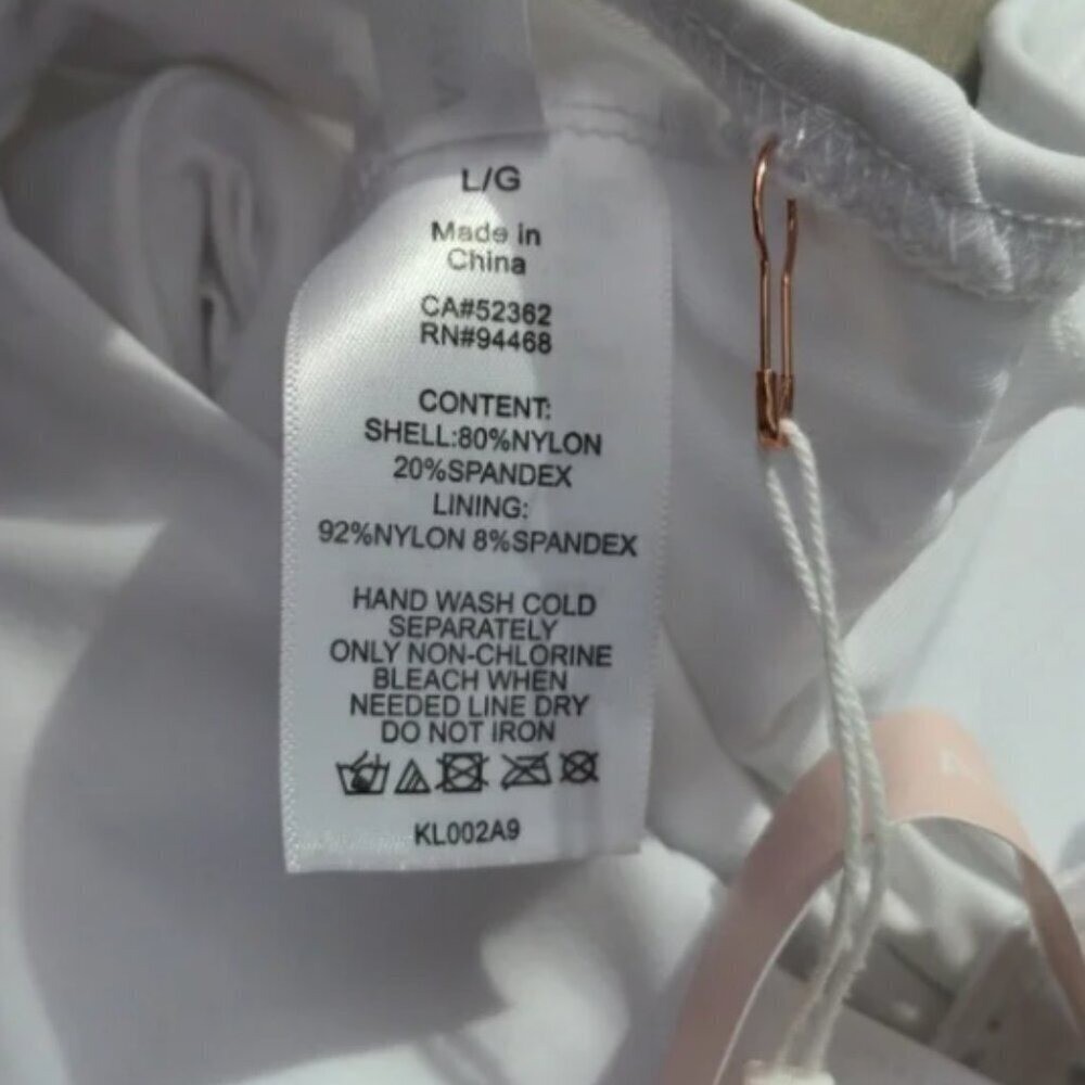 White Swimsuit Size L Eyelet Ruffle Plunge Cheeky Monokini Bachelorette
