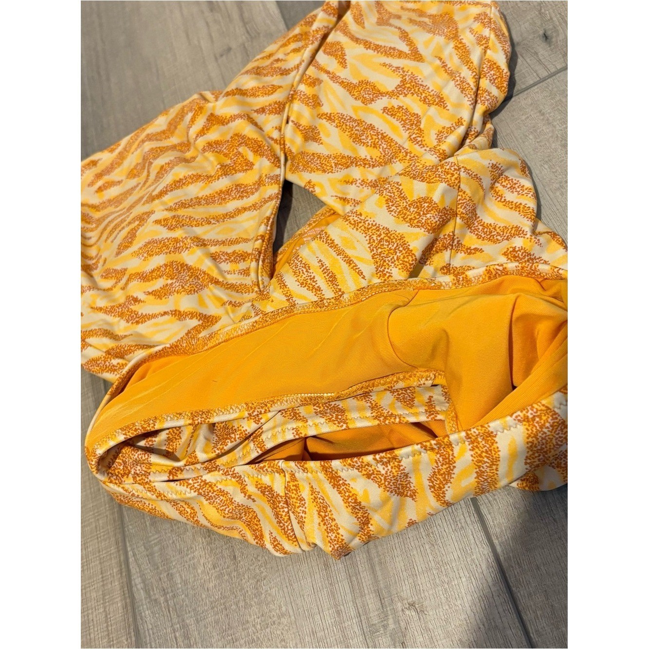 Aerie tiger cheetah print cutout one piece swimsuit orange size large
