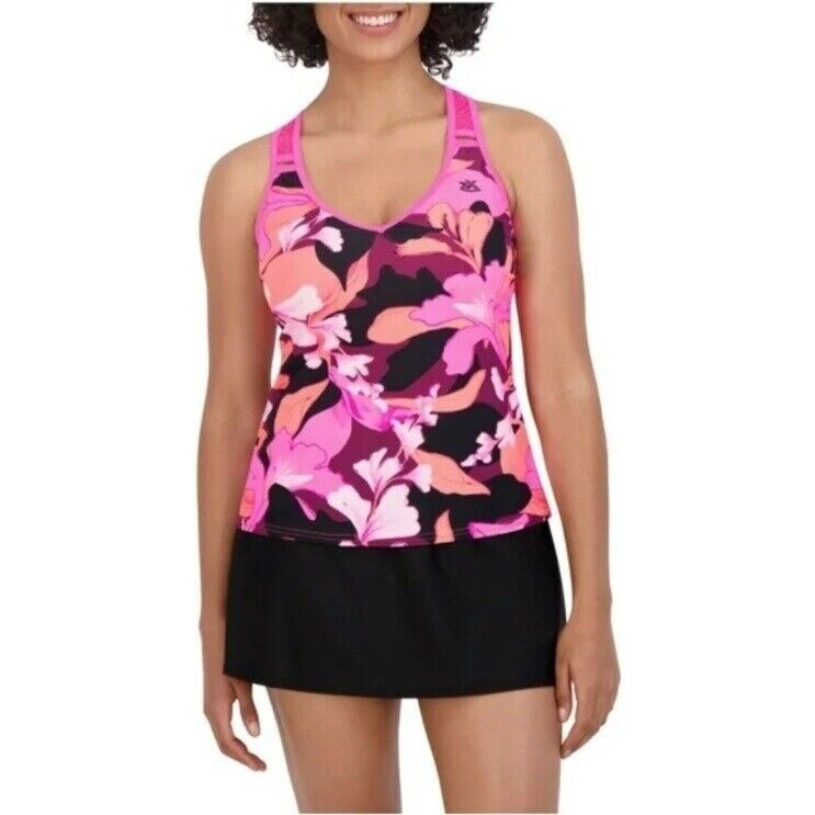 ZeroXposur Tankini Swimsuit Set Floral Print Lightweight Skirt Bottom S NWT $94