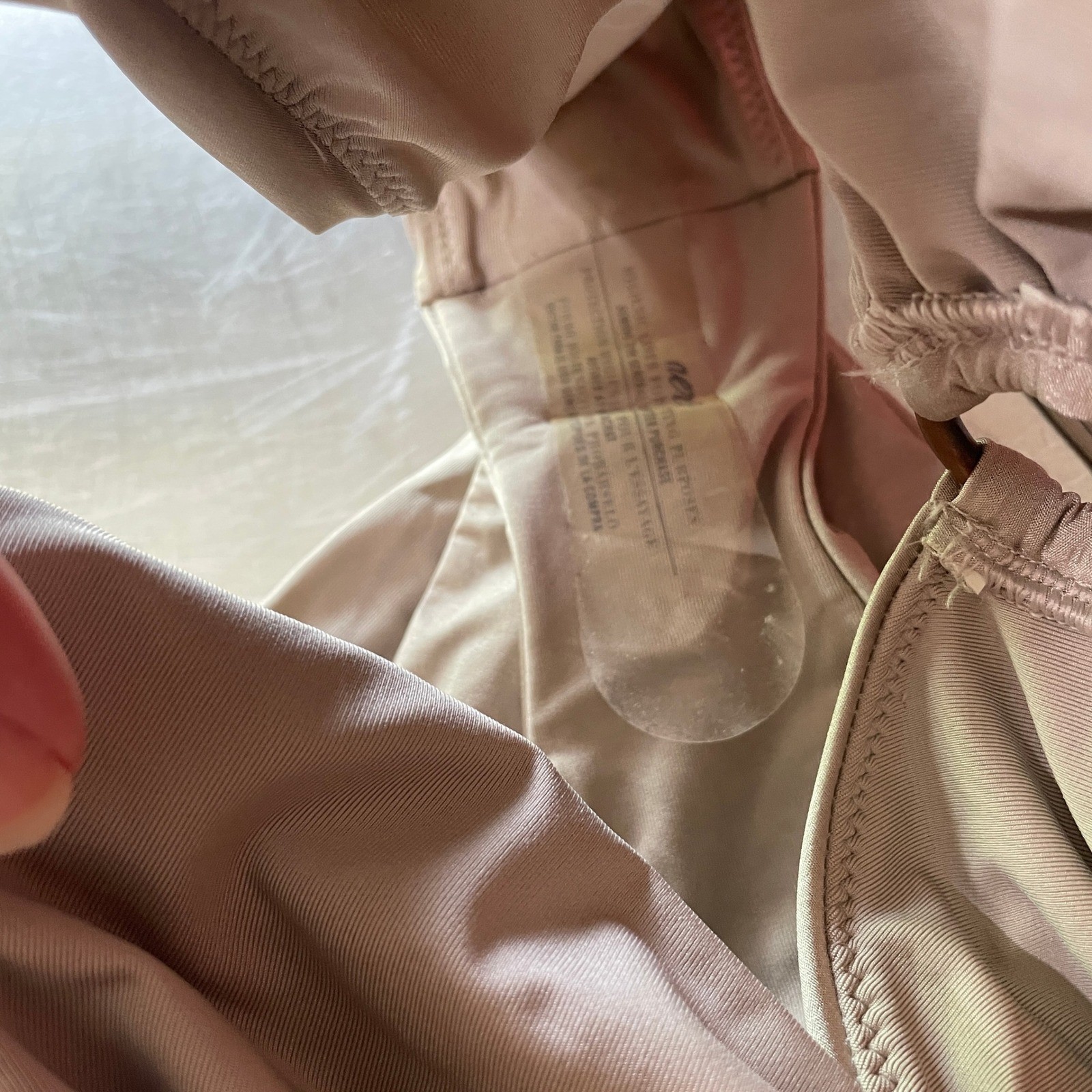 Aerie One Piece Swimsuit Small Beige Ring Detail Deep V Back High Cut NWT