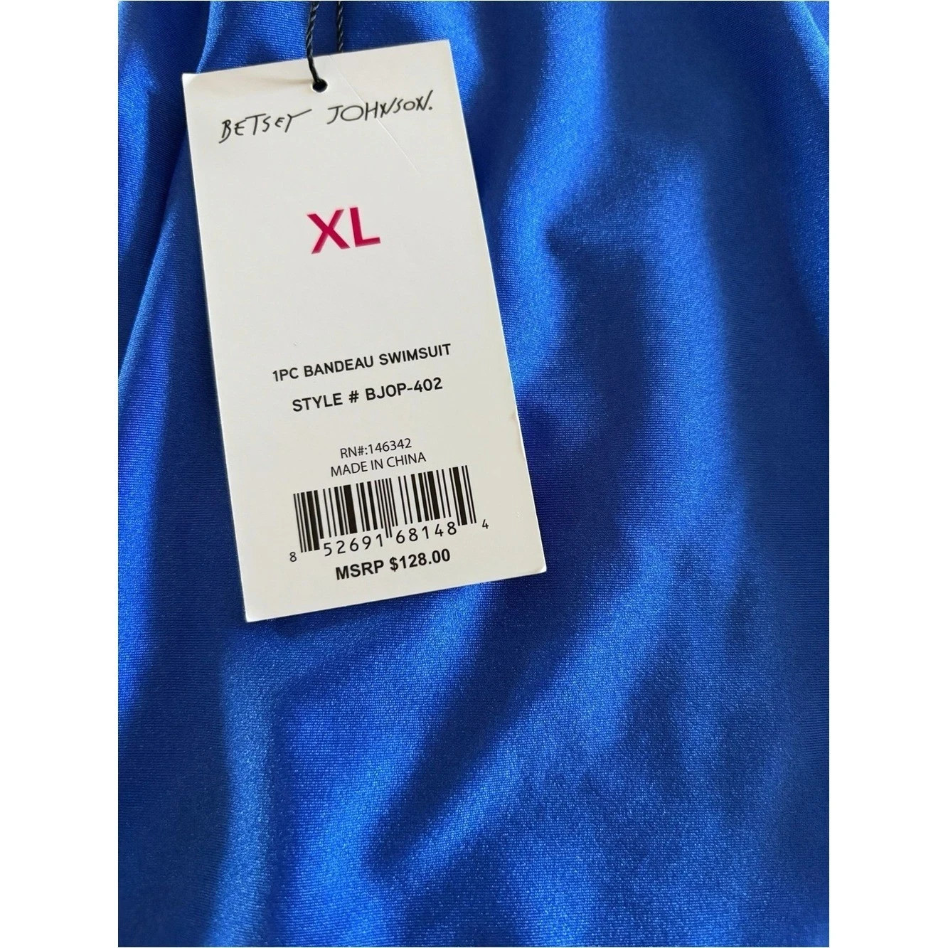 Betsey Johnson blue Bandeau Swimsuit bathing suit 1PC swim XL NWT NEW