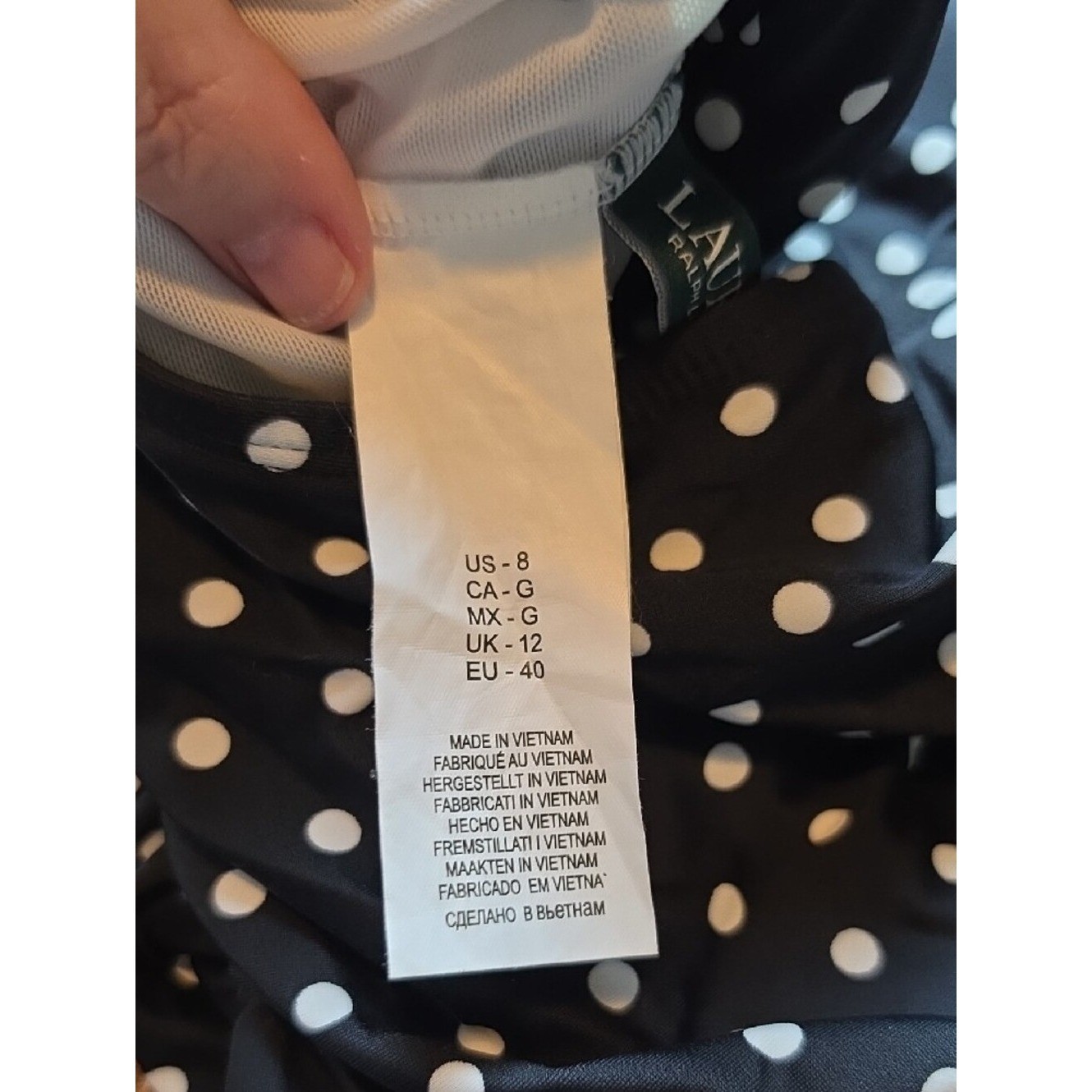 LAUREN RALPH LAUREN | Polka Dot Swimdress Tummy Control Ruched One Piece | 8