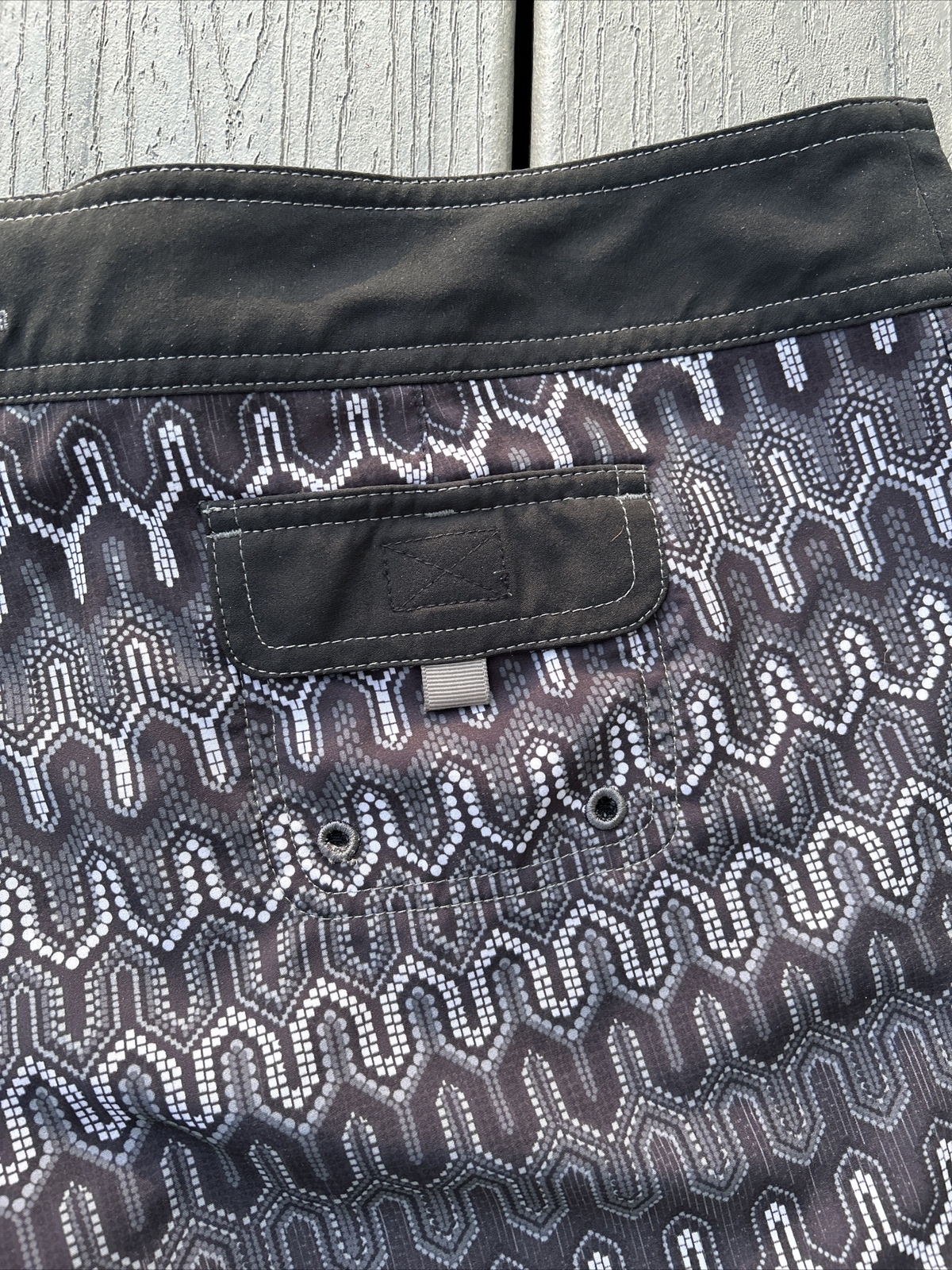 Prana Women’s Sz M Board Shorts Swim ~Black/White/Gray~