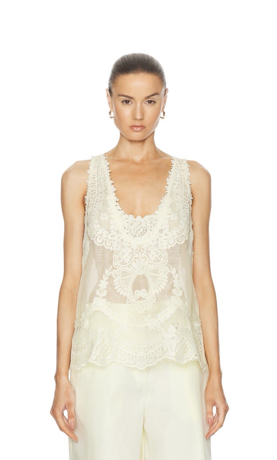EEUC ZIMMERMANN Natura Lace Patch Tank in Lemon SZ 1 $750