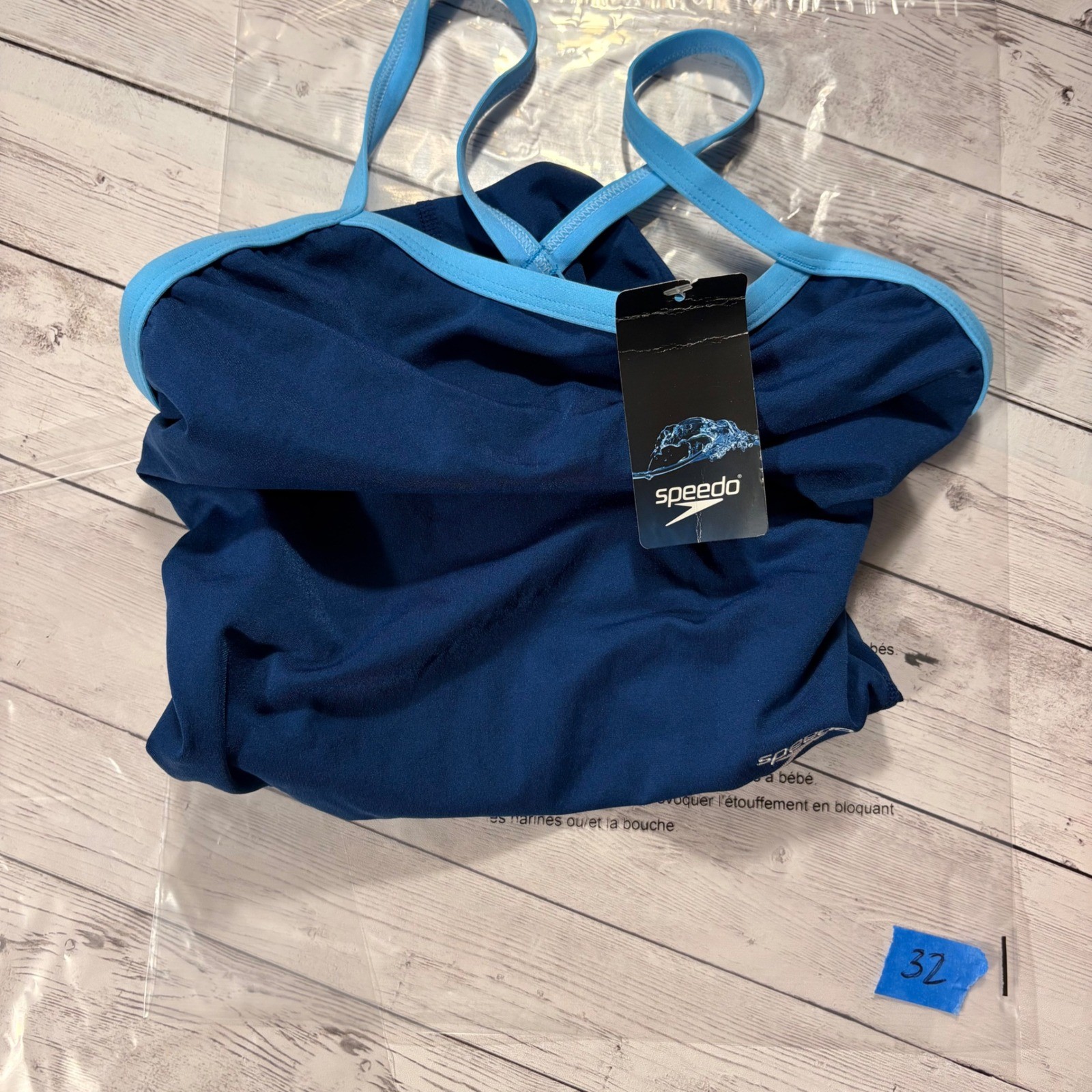 Speedo Endurance+ Flyback One Piece Swimsuit Navy Blue Size 6/32 NWT