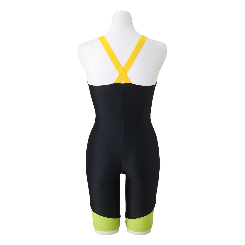 Mizuno Women’s Stroke ONE All-in-One Swim Fitness Suit N2JGB30293 Black/Lime