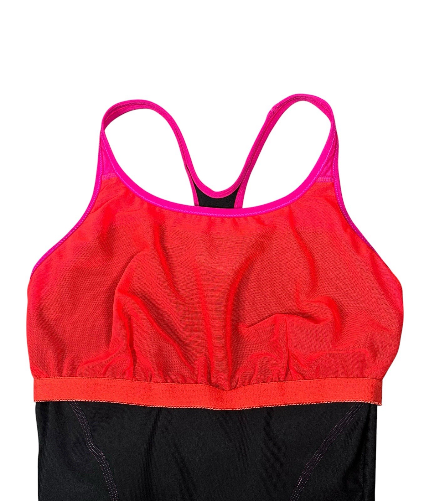 Speedo Women’s Fit Laneback Swimsuit Mesh Lined In Black & Pink Size Au 12